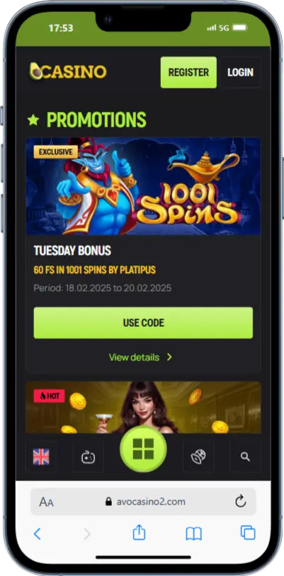 Avo Casino promotion screenshot