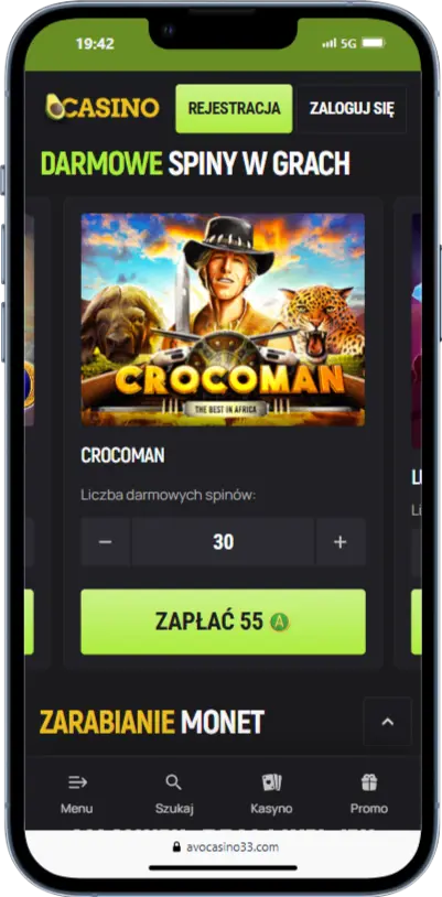 Sklep Avo Casino zrzut ekranu