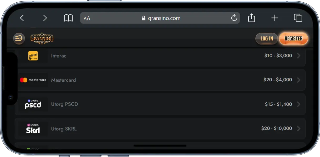 Payment Methods screenshot