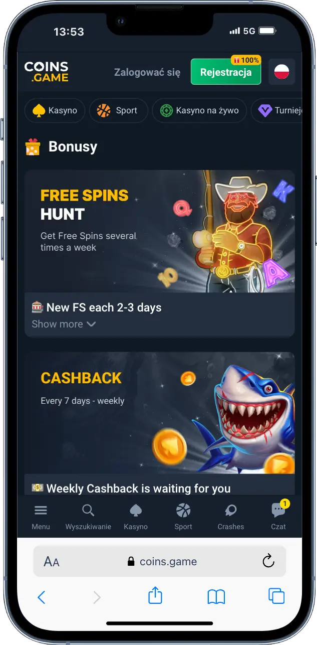 Bonusy kasyno Coins Game zrzut ekranu