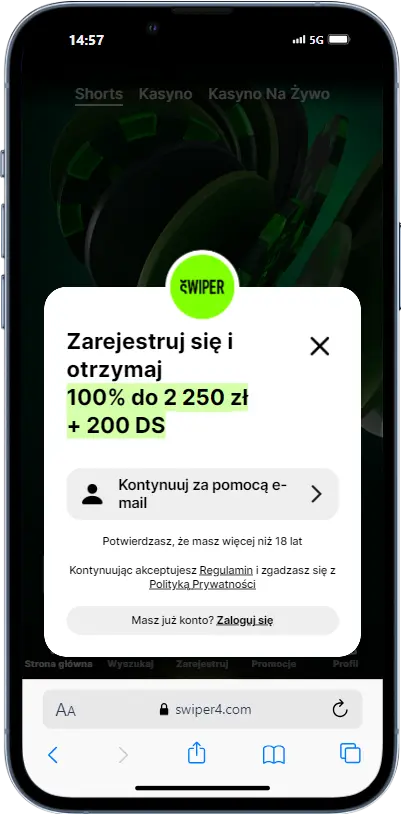 rejestracja w kasynie Spinit